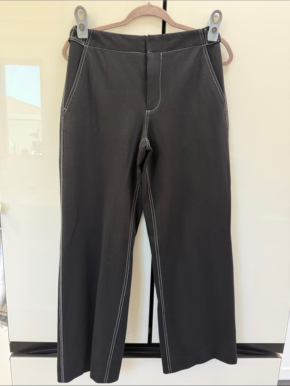 Rag & Bone Black Straight Jeans with White Contrast Stitching